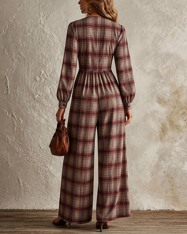 Evala – Combinaison à manches lanternes en tartan