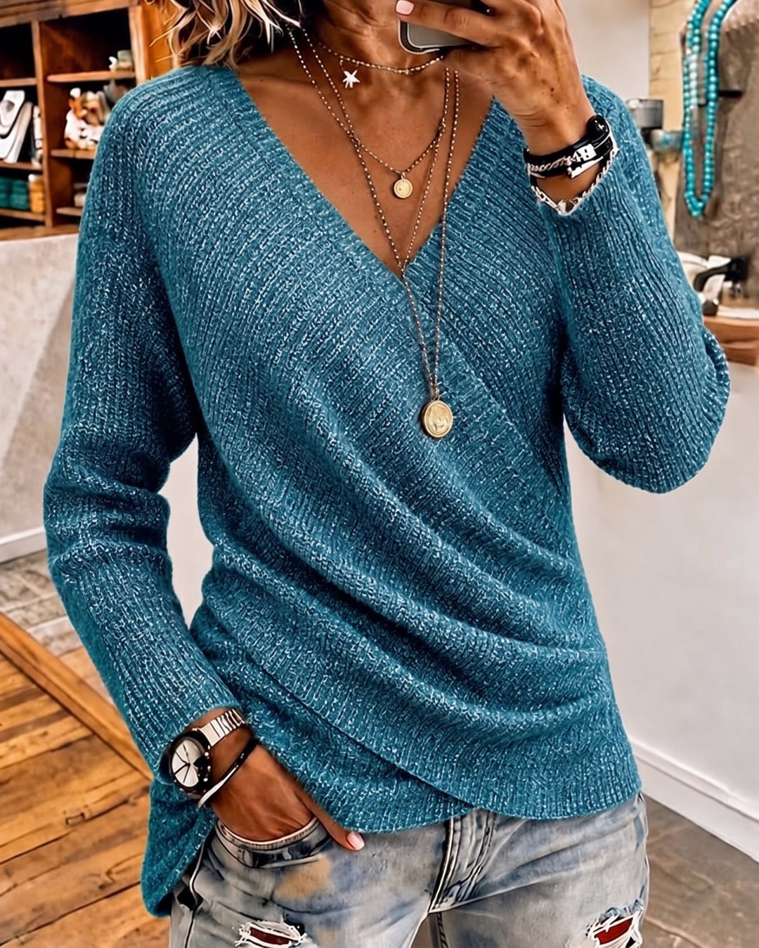 Oryna – Pull en maille à devant croisé