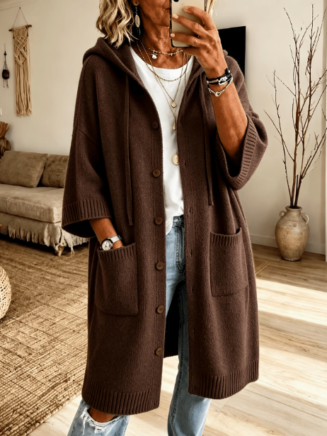 Nivara – cardigan en maille à capuche