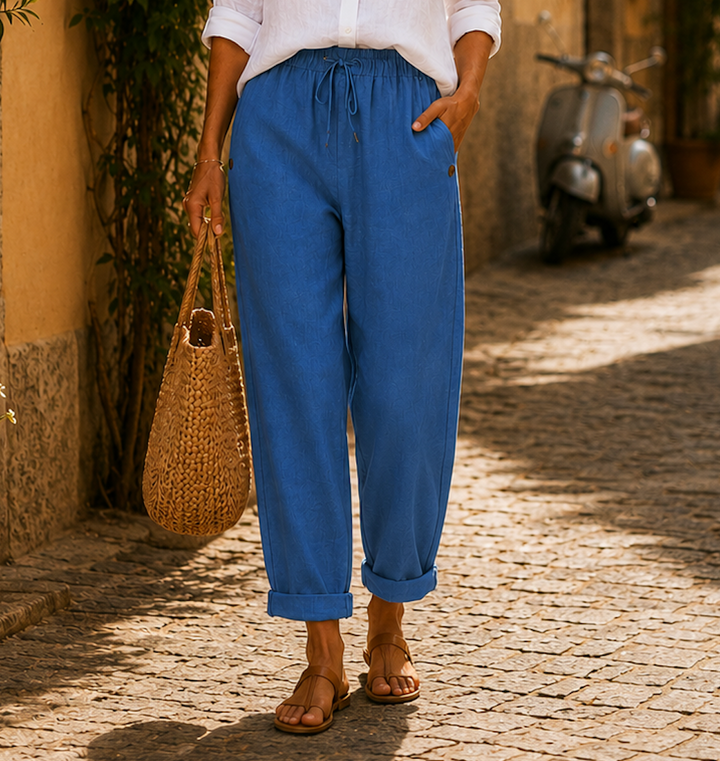 Auvina – pantalon en lin à taille élastiquée