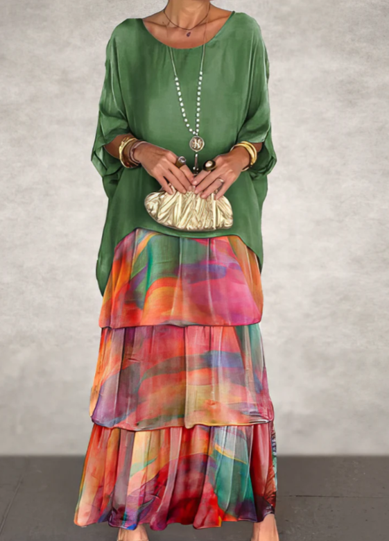 Avalen – à volants en toile, robe maxi