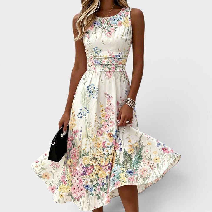 Kelira – robe midi à imprimé floral aquarelle