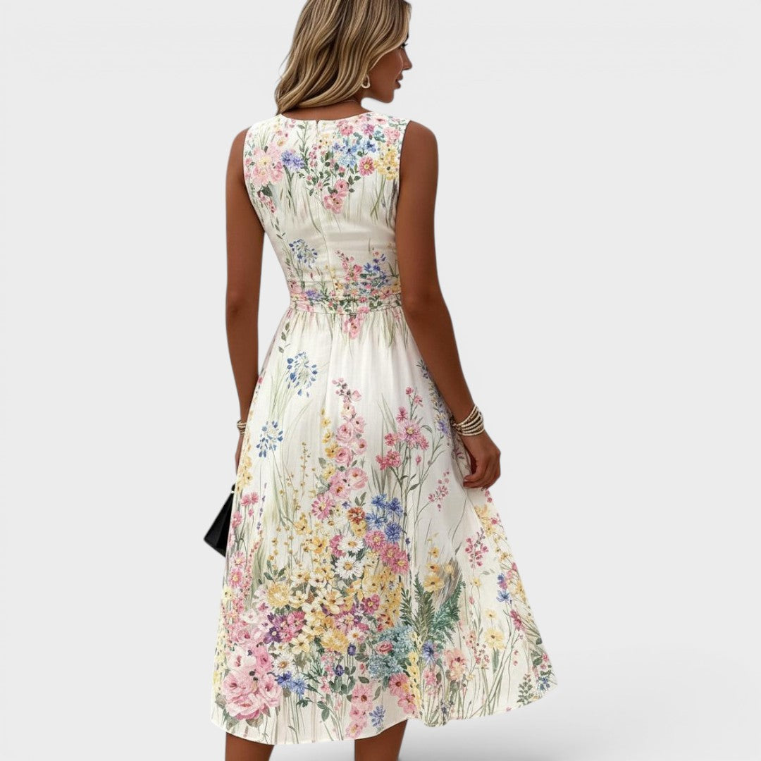 Kelira – robe midi à imprimé floral aquarelle