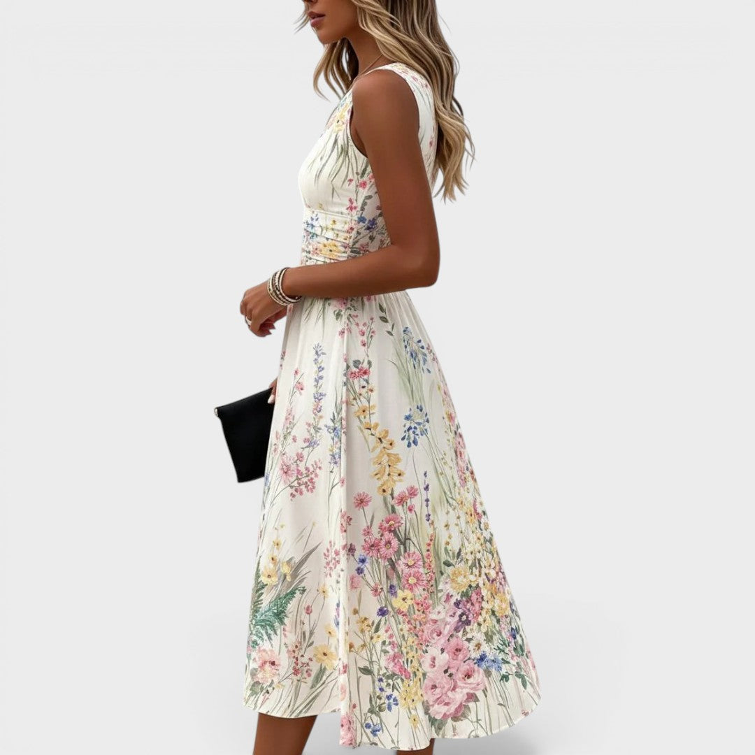 Kelira – robe midi à imprimé floral aquarelle