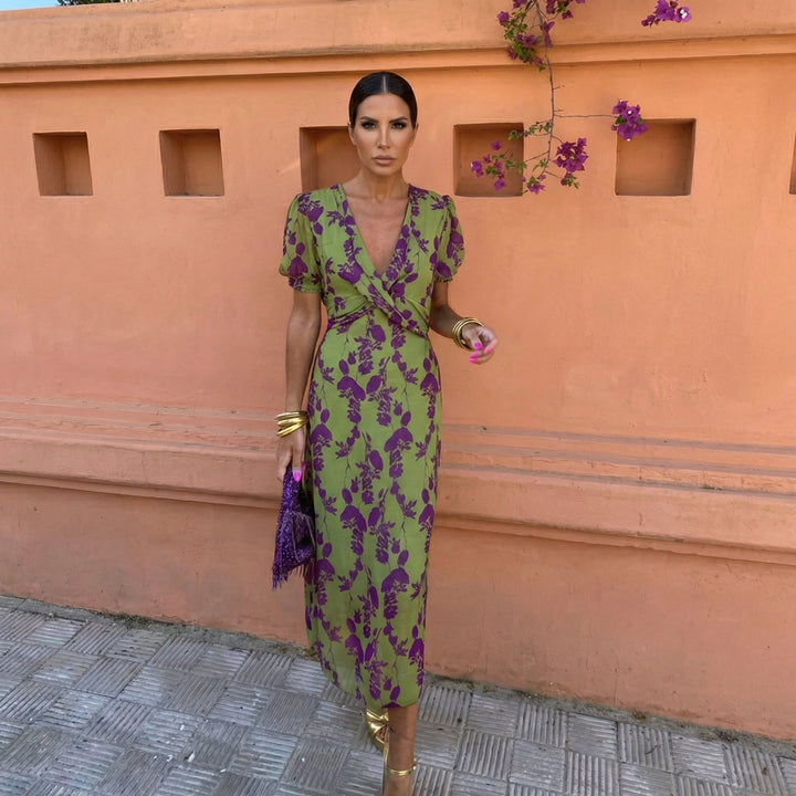 Mireli – Robe d'été imprimée à manches bouffantes