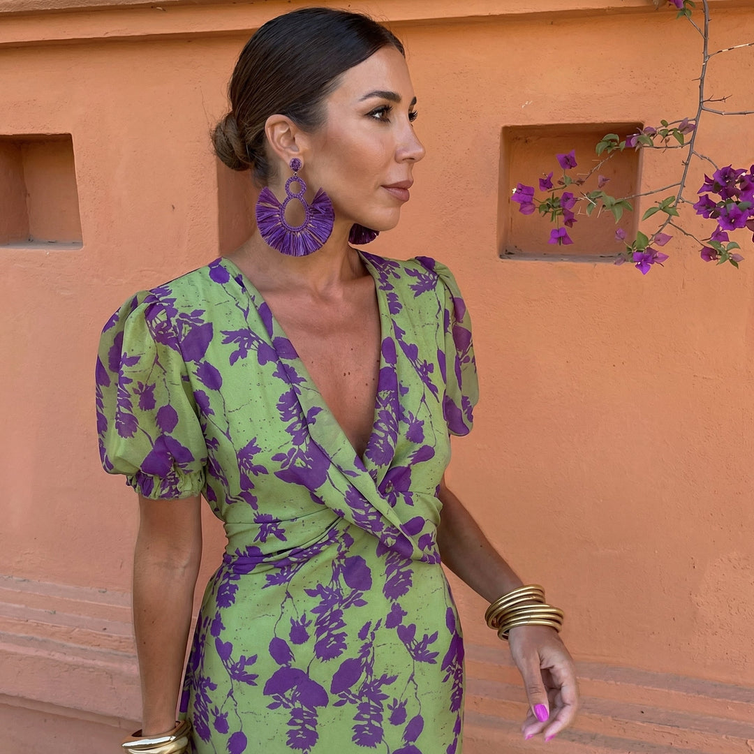 Mireli – Robe d'été imprimée à manches bouffantes