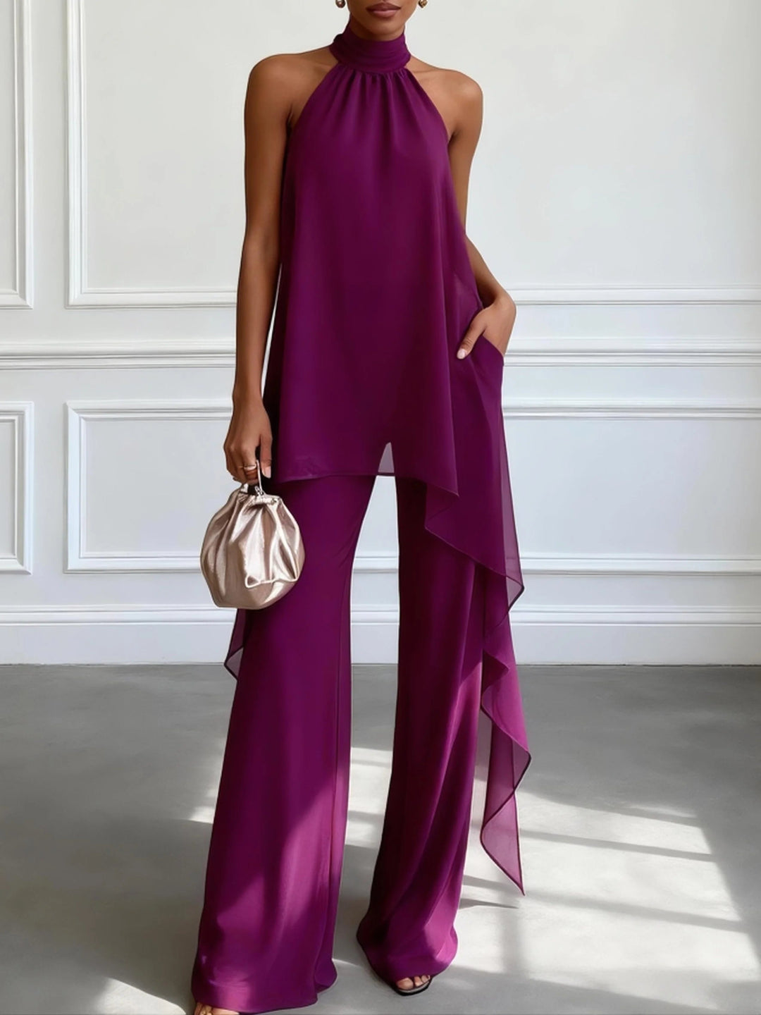 Orlise – Haut à bretelles en tissu tailleur