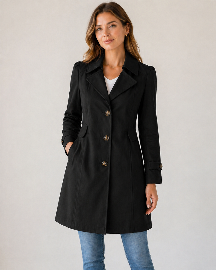 Enyra - Button-Front Woven Trench Coat