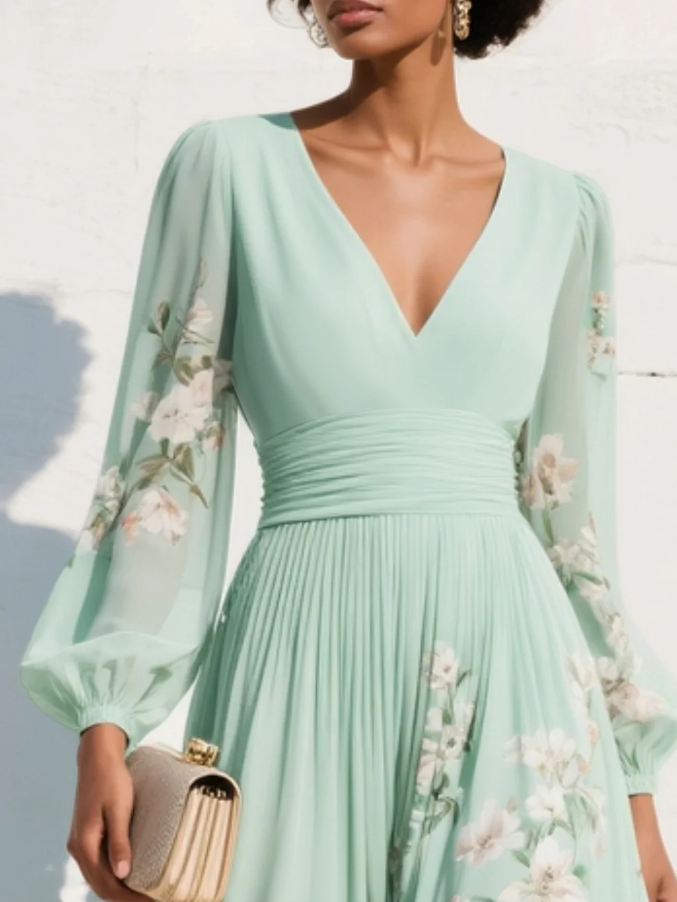Nerise – Imprimé floral, taille marquée, robe midi