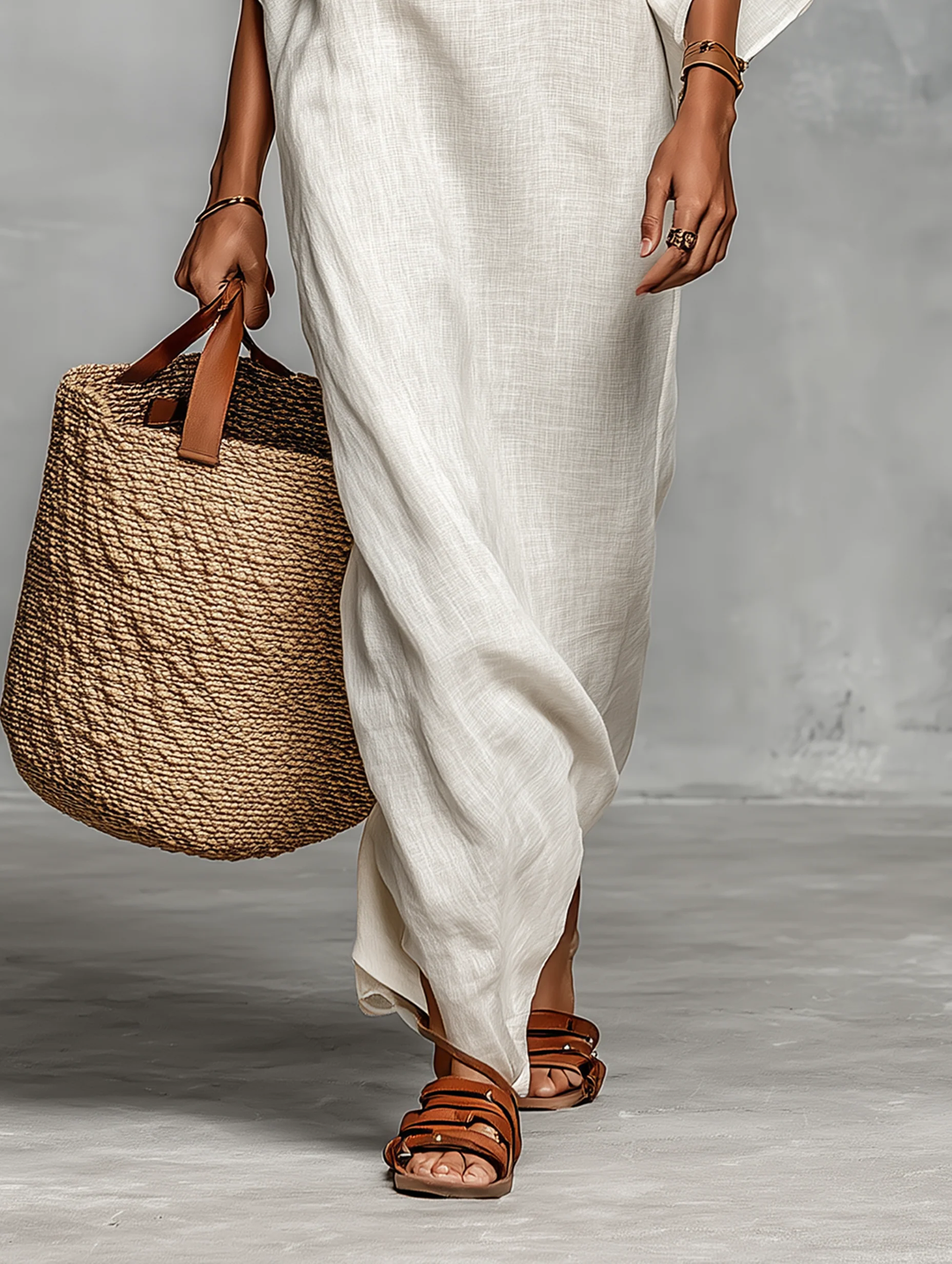 Relina – robe longue tissée à épaules dénudées