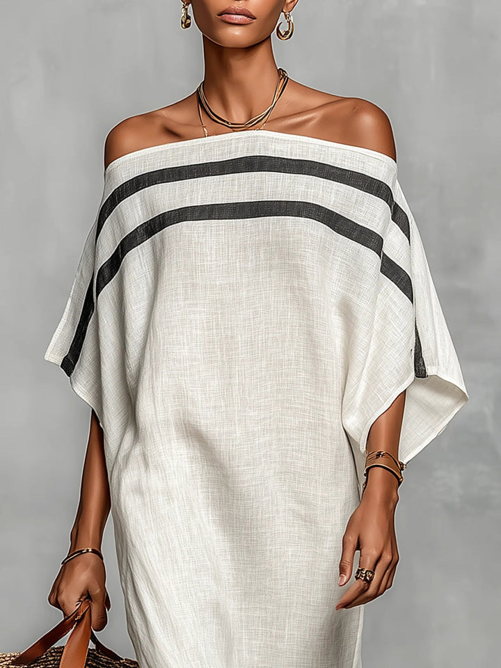 Relina – robe longue tissée à épaules dénudées