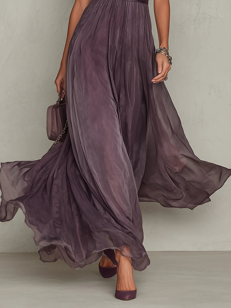Mireva – décolleté goutte d’eau, robe en chiffon