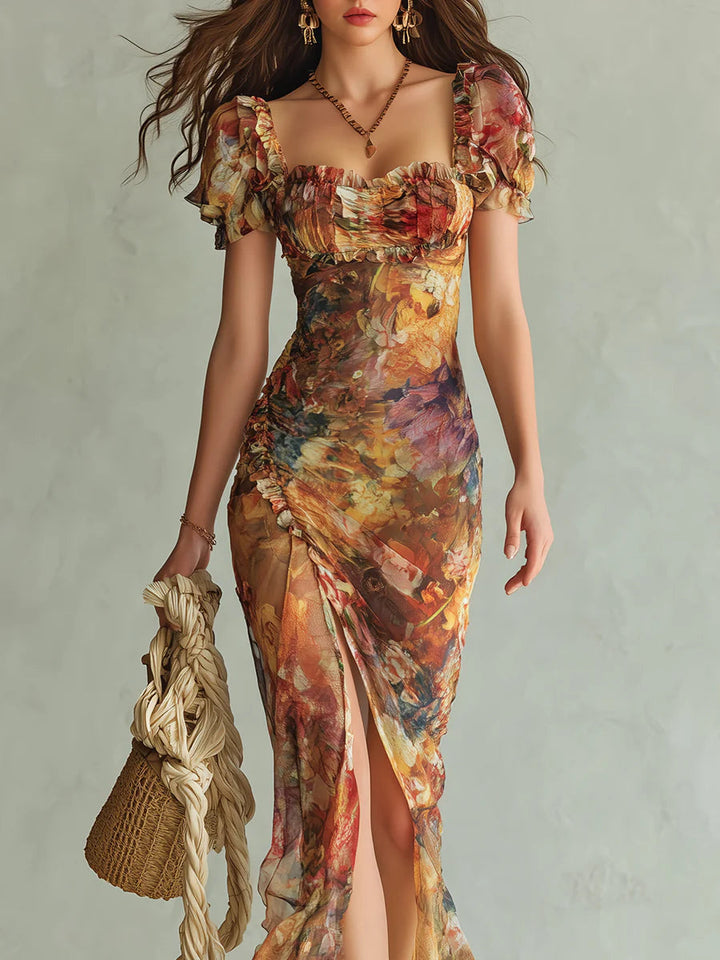 Selira – robe en mousseline à taille froncée