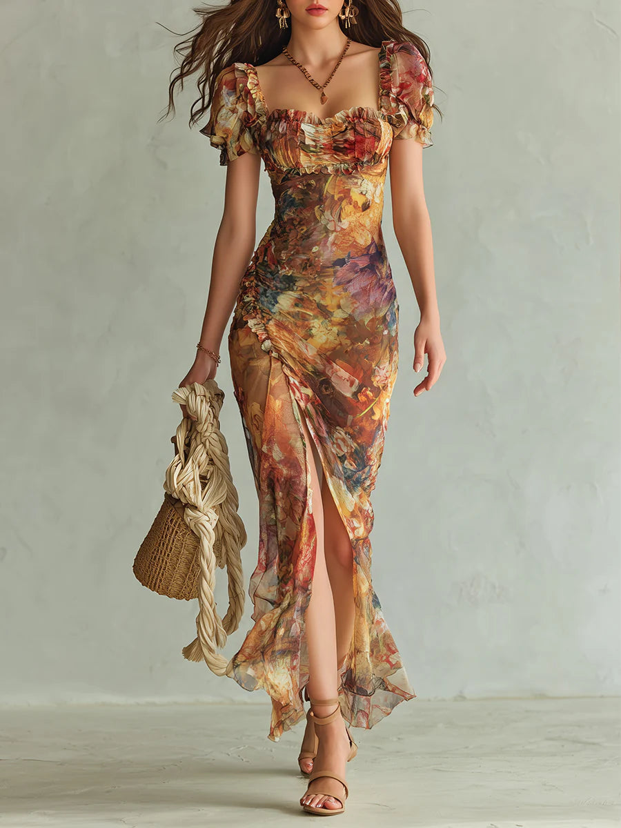 Selira – robe en mousseline à taille froncée