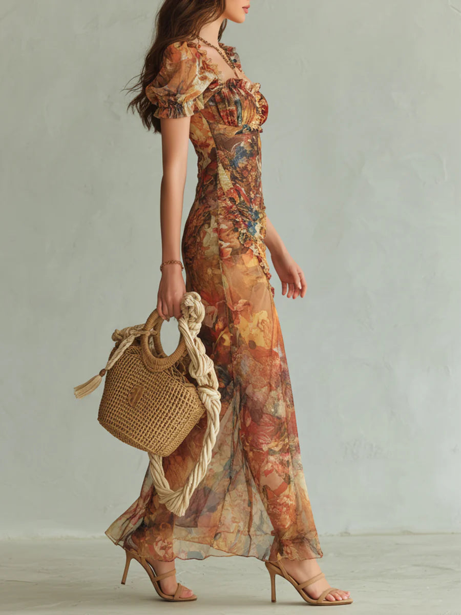Selira – robe en mousseline à taille froncée