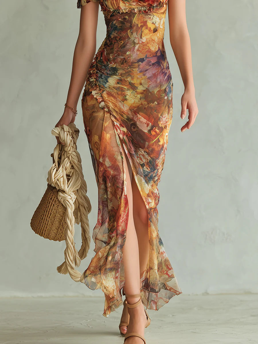Selira – robe en mousseline à taille froncée