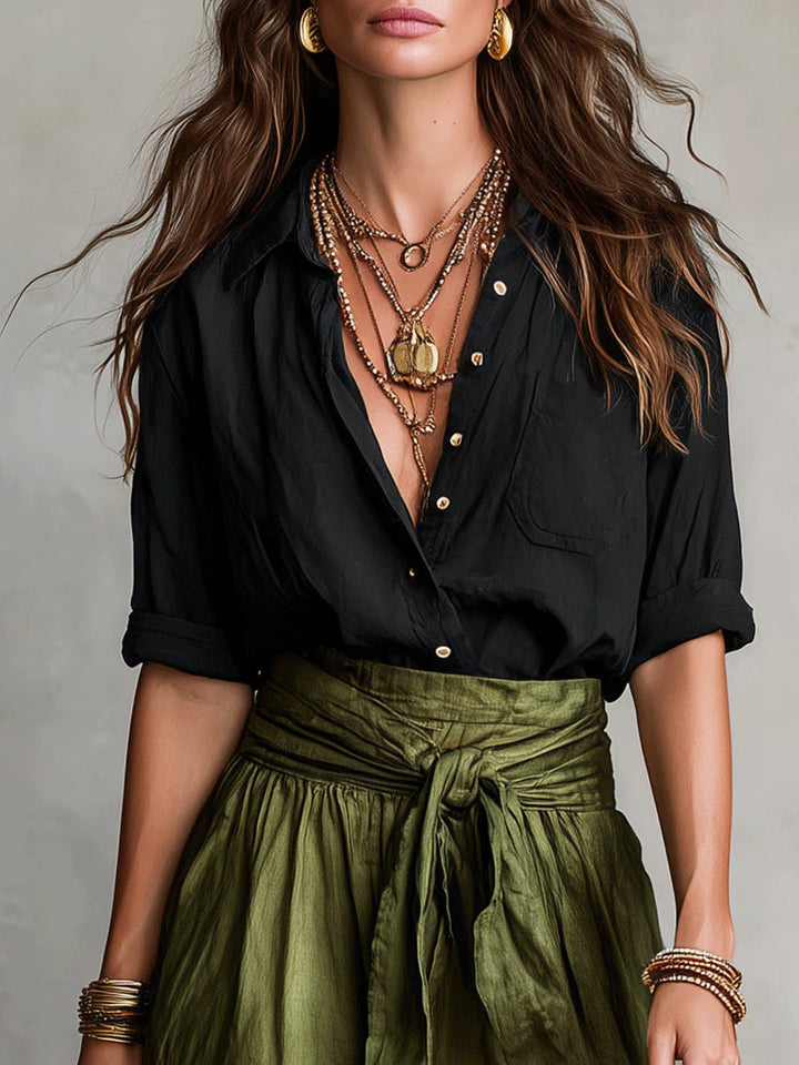 Arlise – Ensemble midi à taille haute avec ceinture