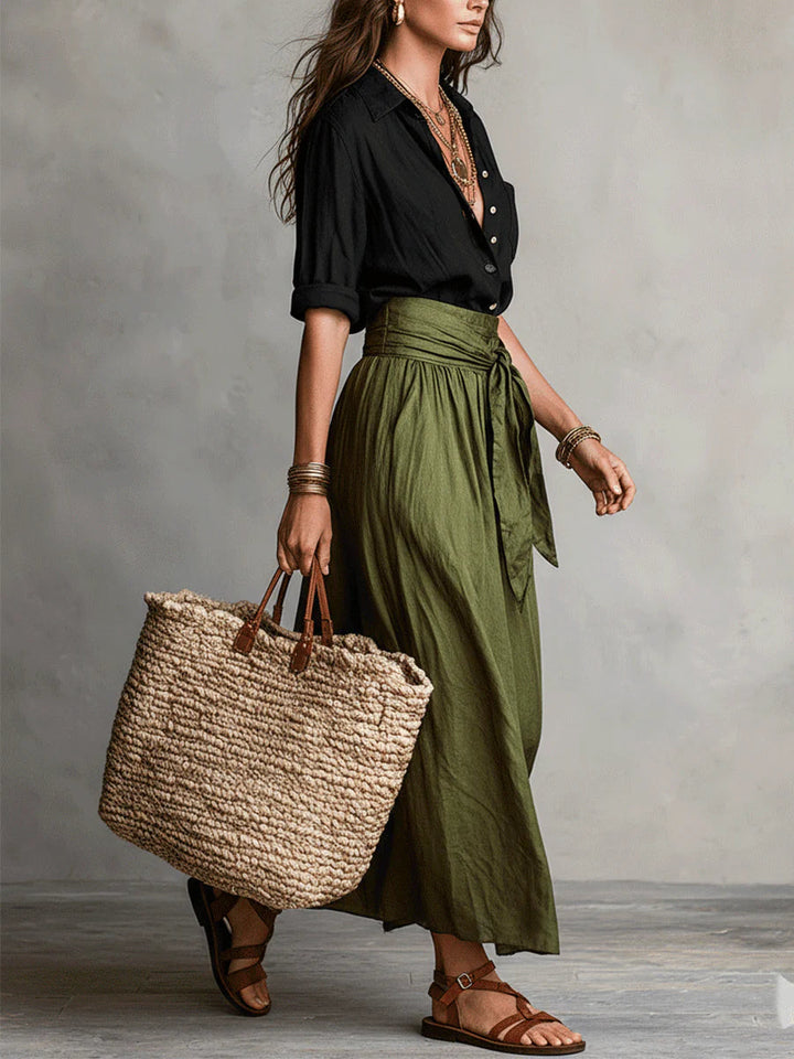 Arlise – Ensemble midi à taille haute avec ceinture