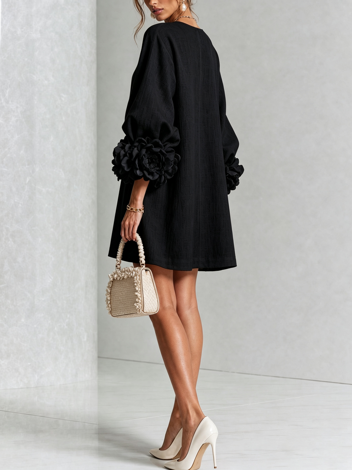 Rilane – Robe-chemise en lin mélangé à manches ornées de rosettes
