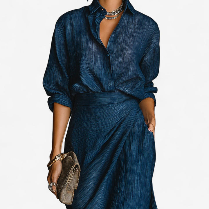 Zalyn – Robe effet denim à devant portefeuille