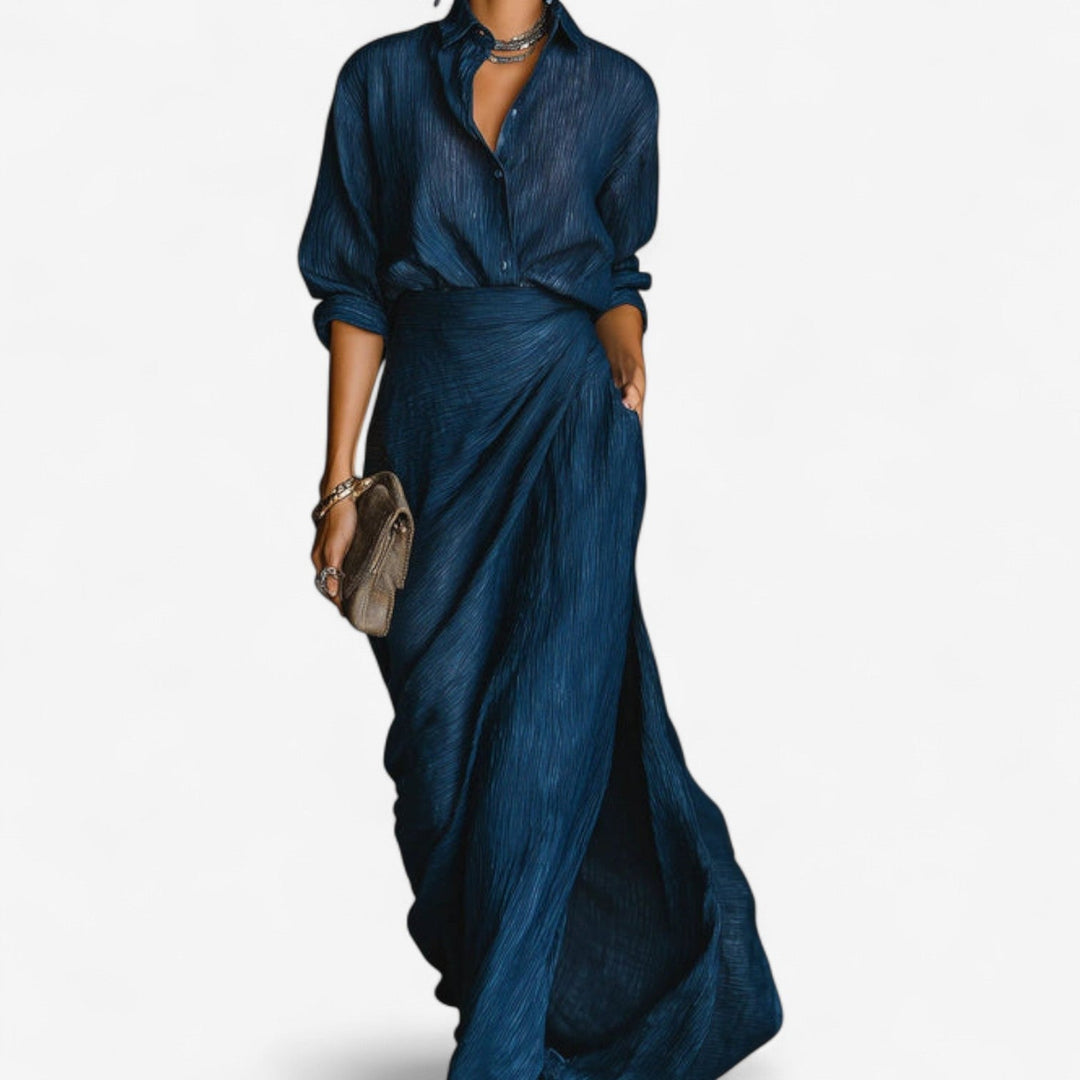 Zalyn – Robe effet denim à devant portefeuille