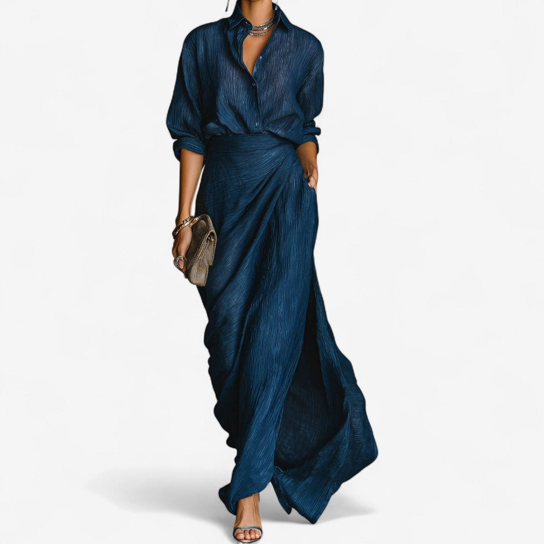 Zalyn – Robe effet denim à devant portefeuille
