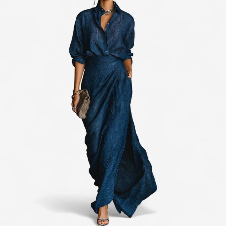 Zalyn – Robe effet denim à devant portefeuille