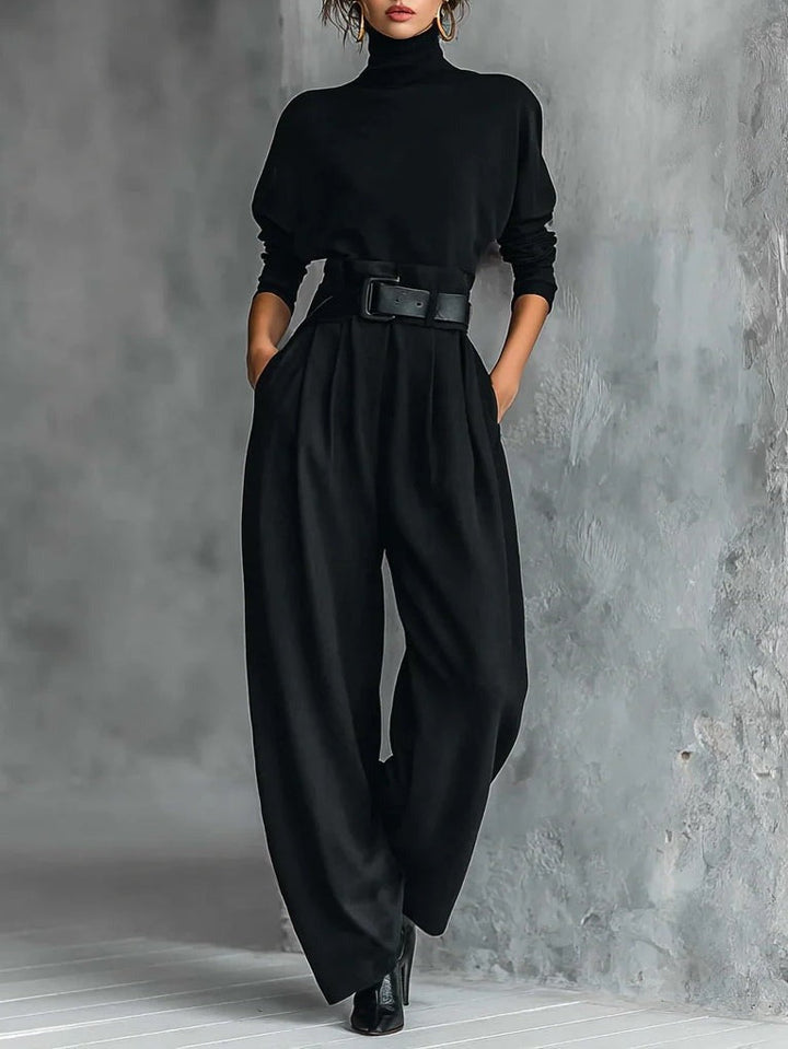 Avenya – Ensemble haut à col roulé ajusté et pantalon