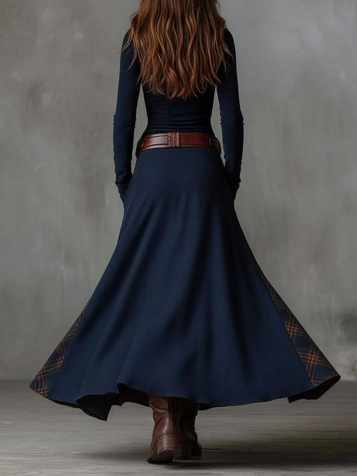 Elyra – Robe maxi patchwork en daim
