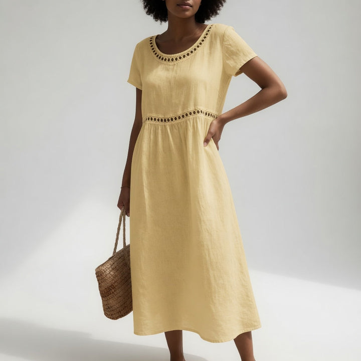 Orlise – robe en coton à col brodé