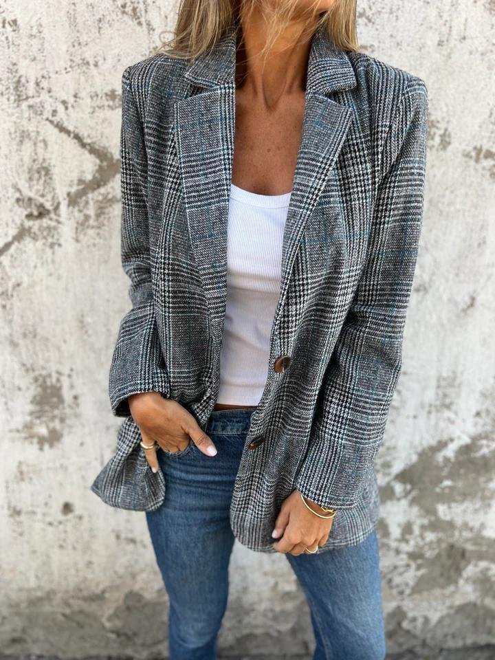 Vesara – blazer à carreaux à revers crantés
