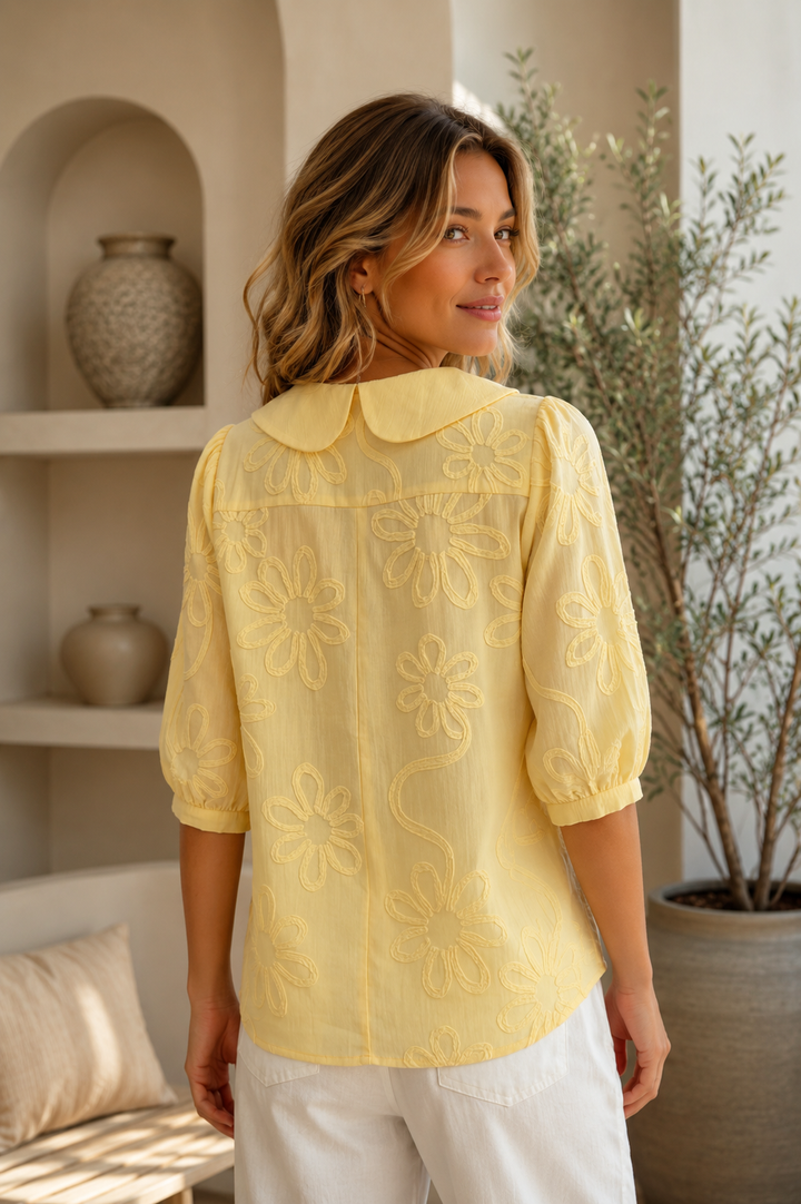 Zelith – blouse tissée à imprimé floral