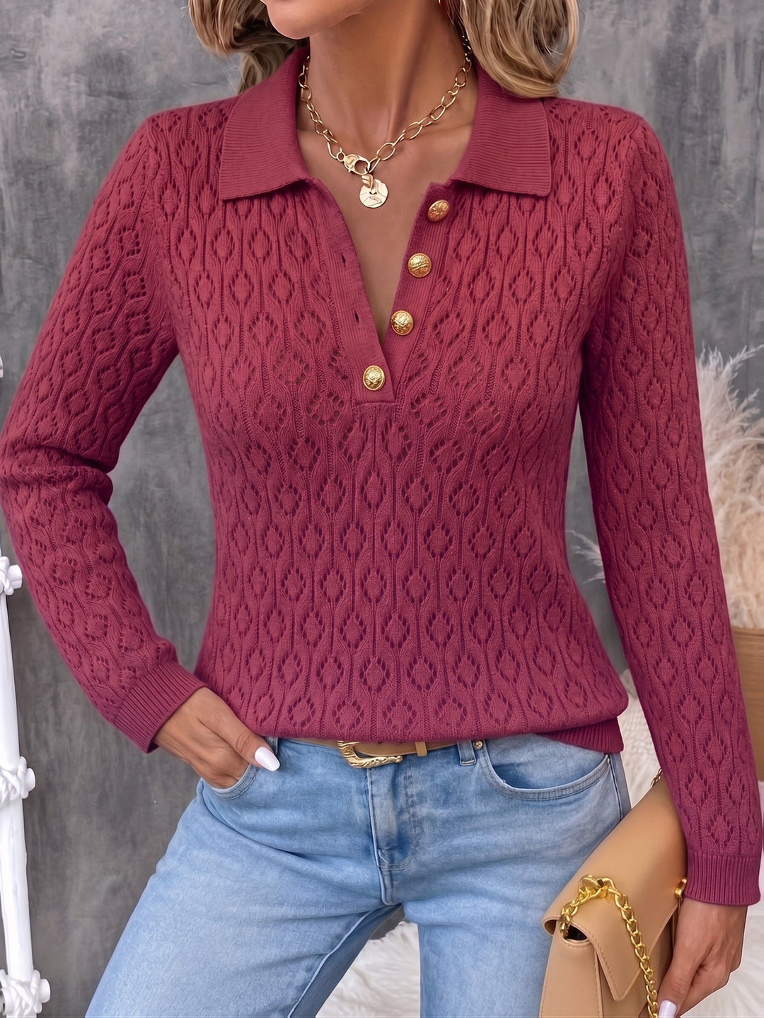 Avenya – pull polo en maille aérée