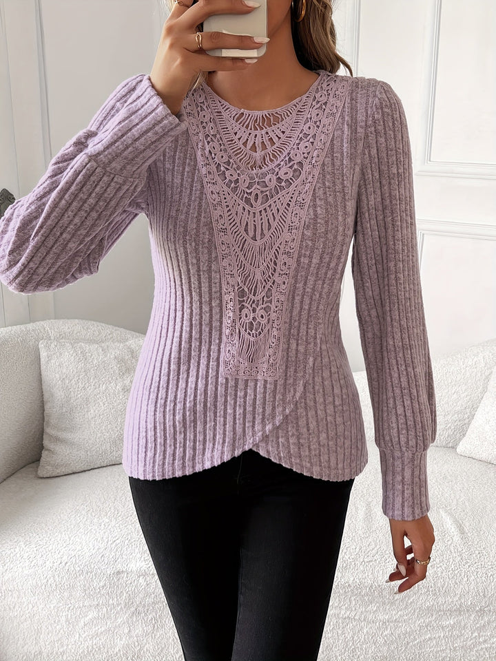 Nivara – à col rond avec dentelle, en tricot, t-shirt