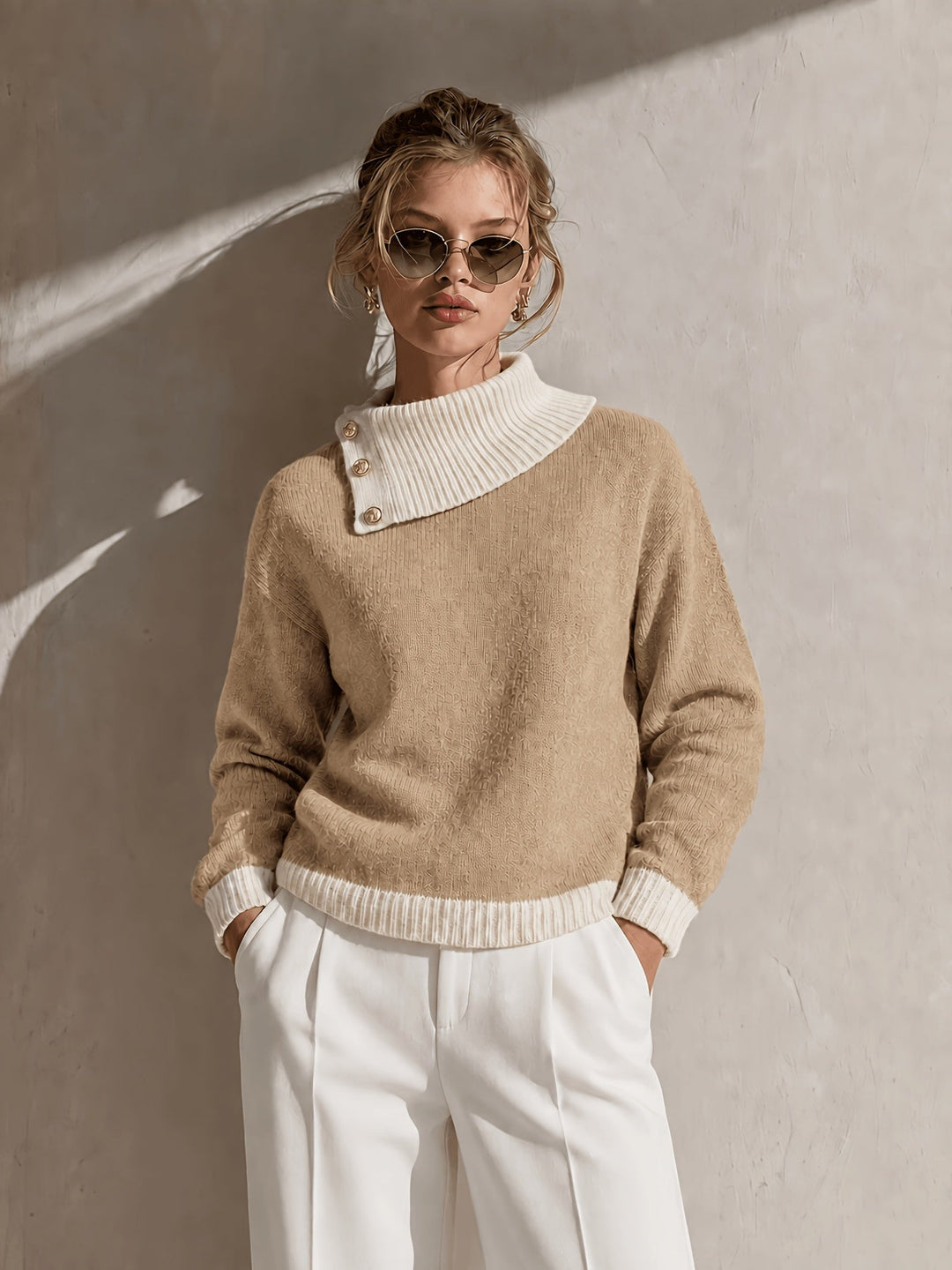 Calira – Pull en tricot à col asymétrique