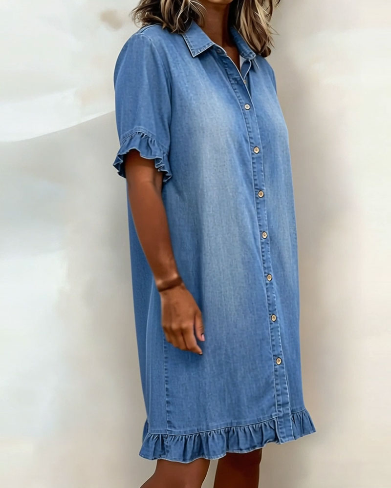 Kiraya – Robe en jean à manches volantées
