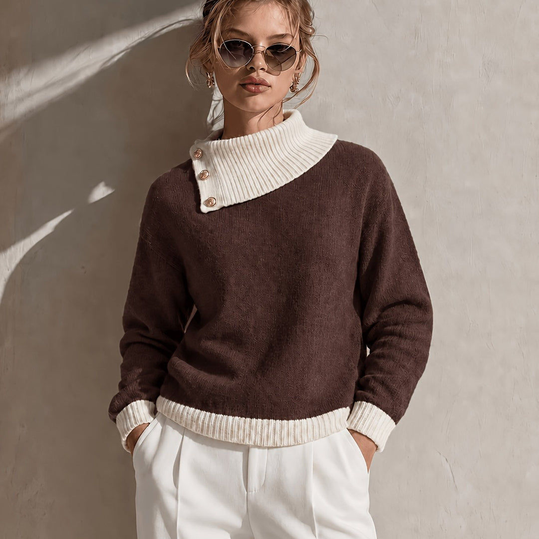 Calira – Pull en tricot à col asymétrique