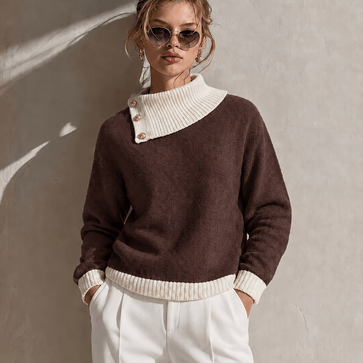 Calira – Pull en tricot à col asymétrique