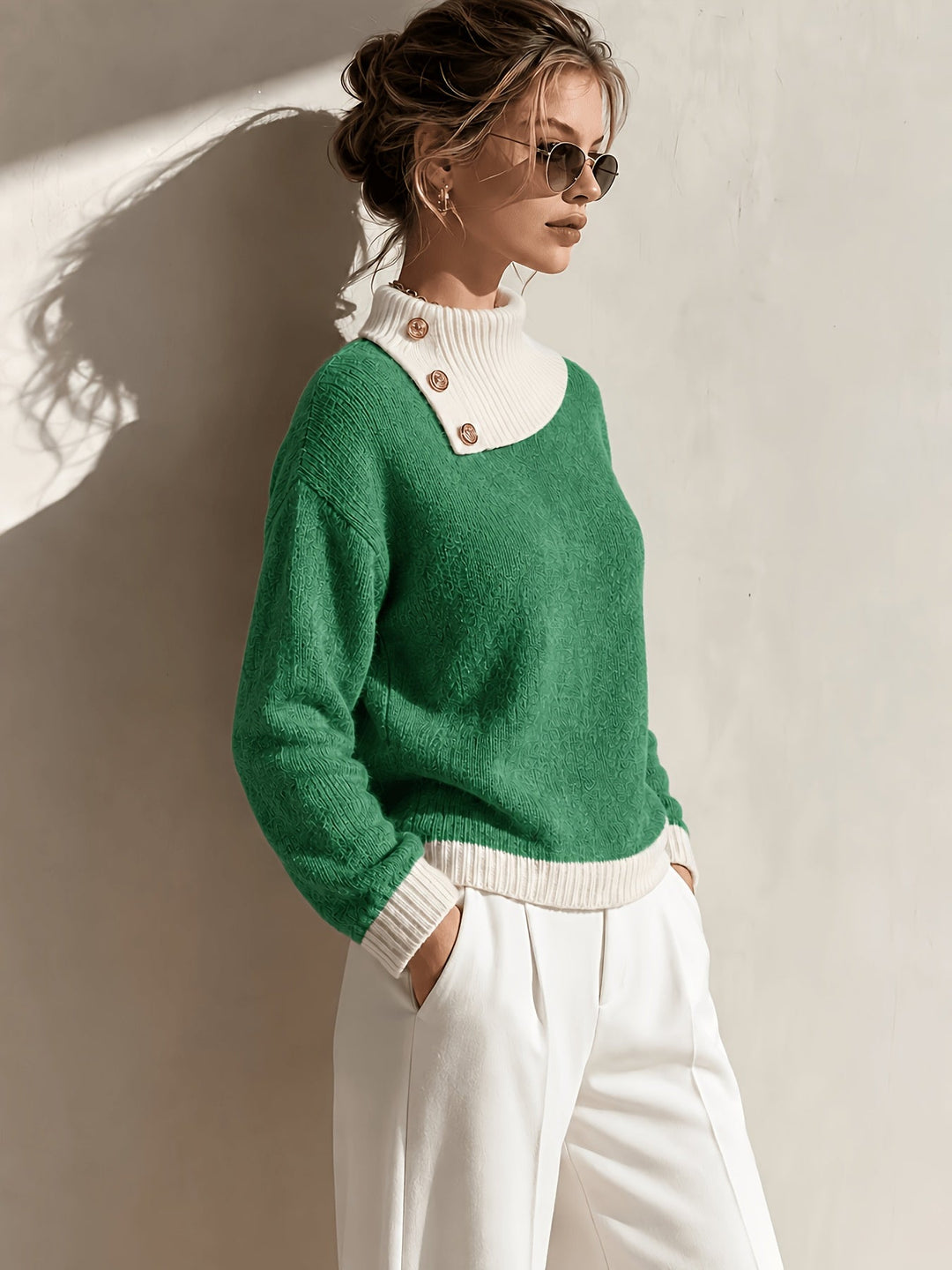 Calira – Pull en tricot à col asymétrique