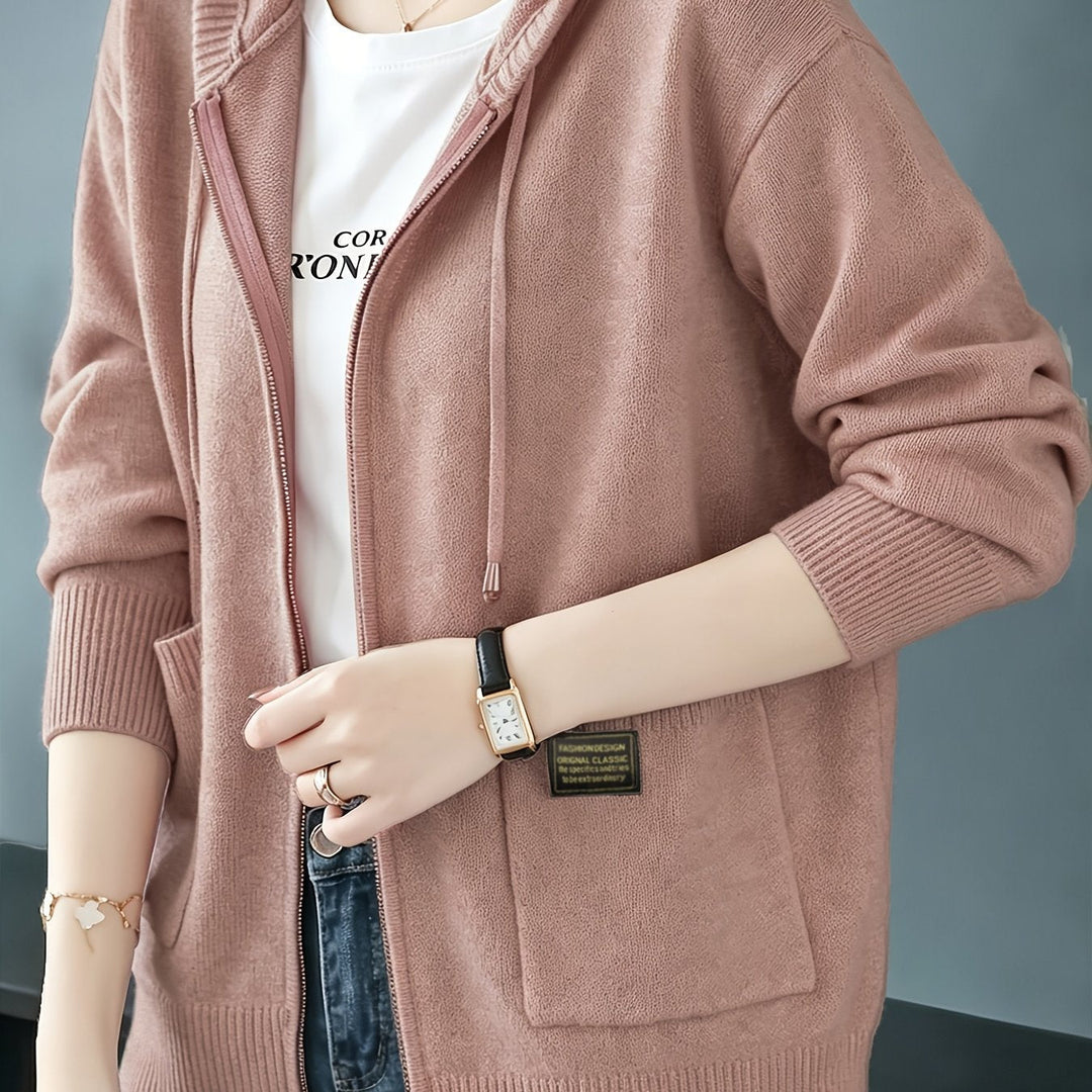Rilena – à capuche avec cordon de serrage en maille de viscose, cardigan