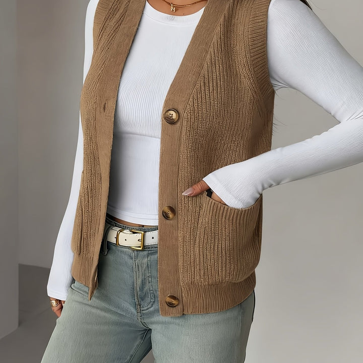 Vesara – gilet à col V en tricot