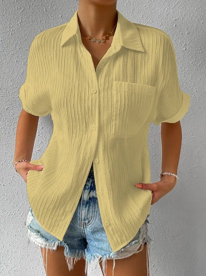 Navira – À col chemise en coton mélangé, blouse