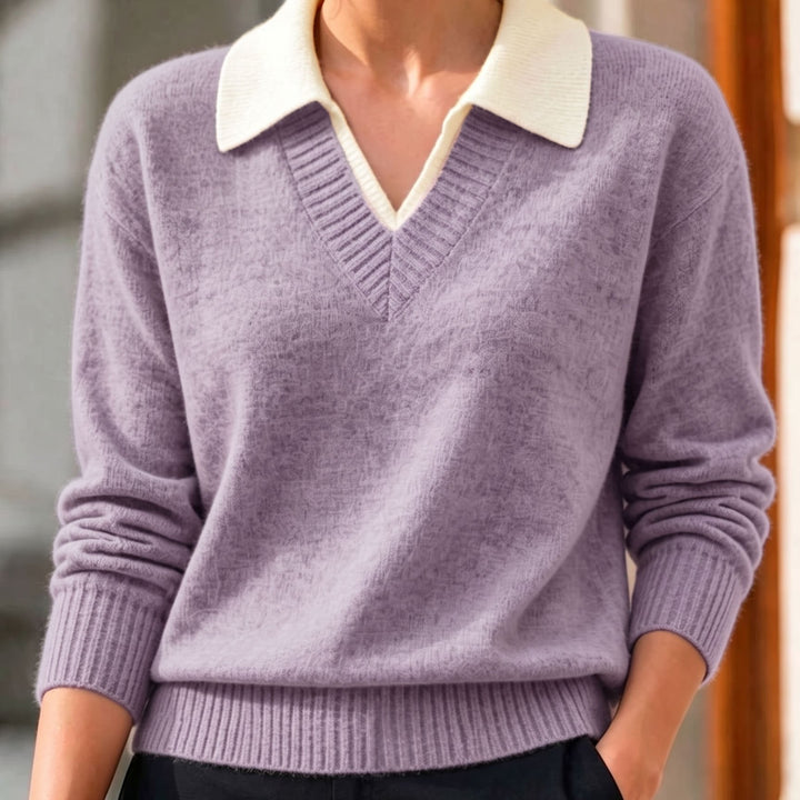 Cirelle – Col contrasté à double épaisseur en tricot, pull