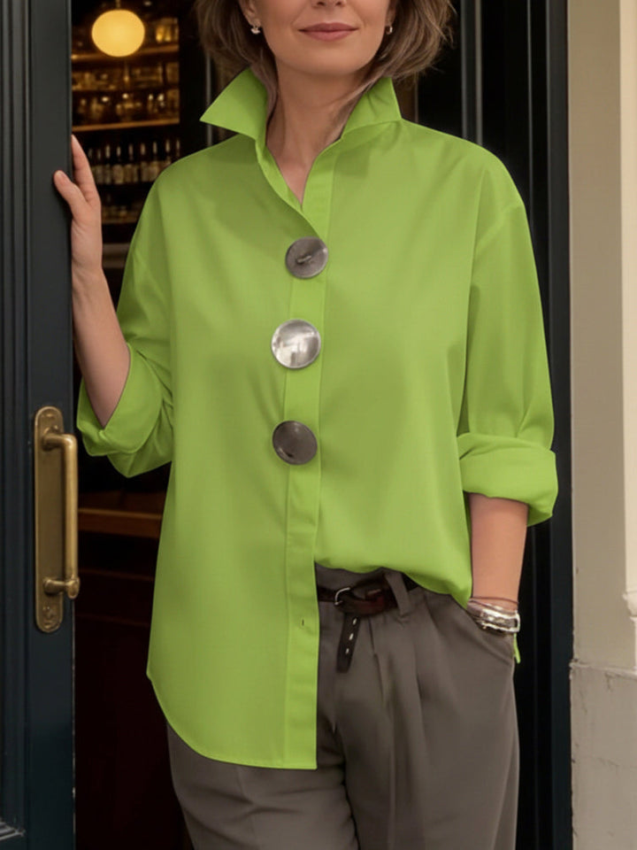 Avenya – Col montant en coton-lin, blouse