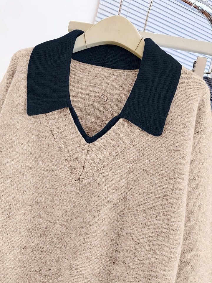 Cirelle – Col contrasté à double épaisseur en tricot, pull