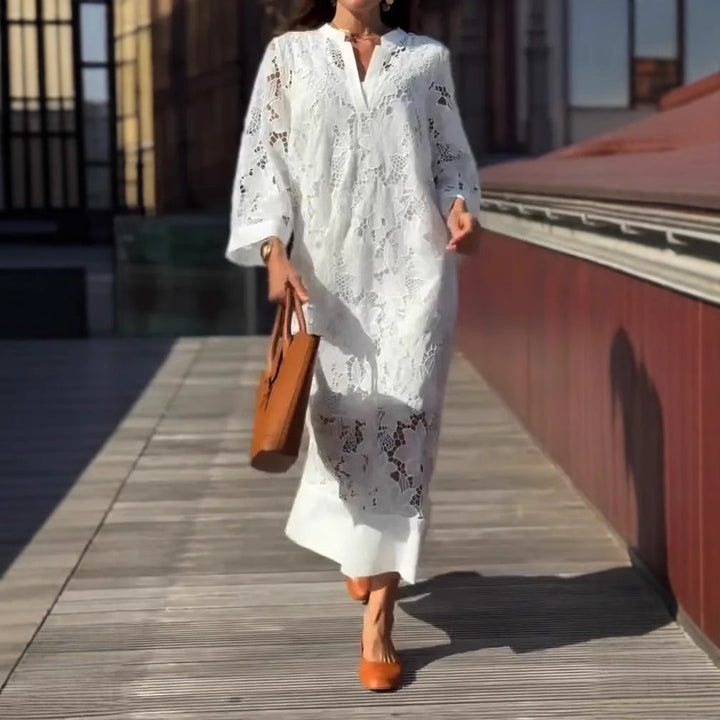 Mevara – Robe maxi en dentelle transparente