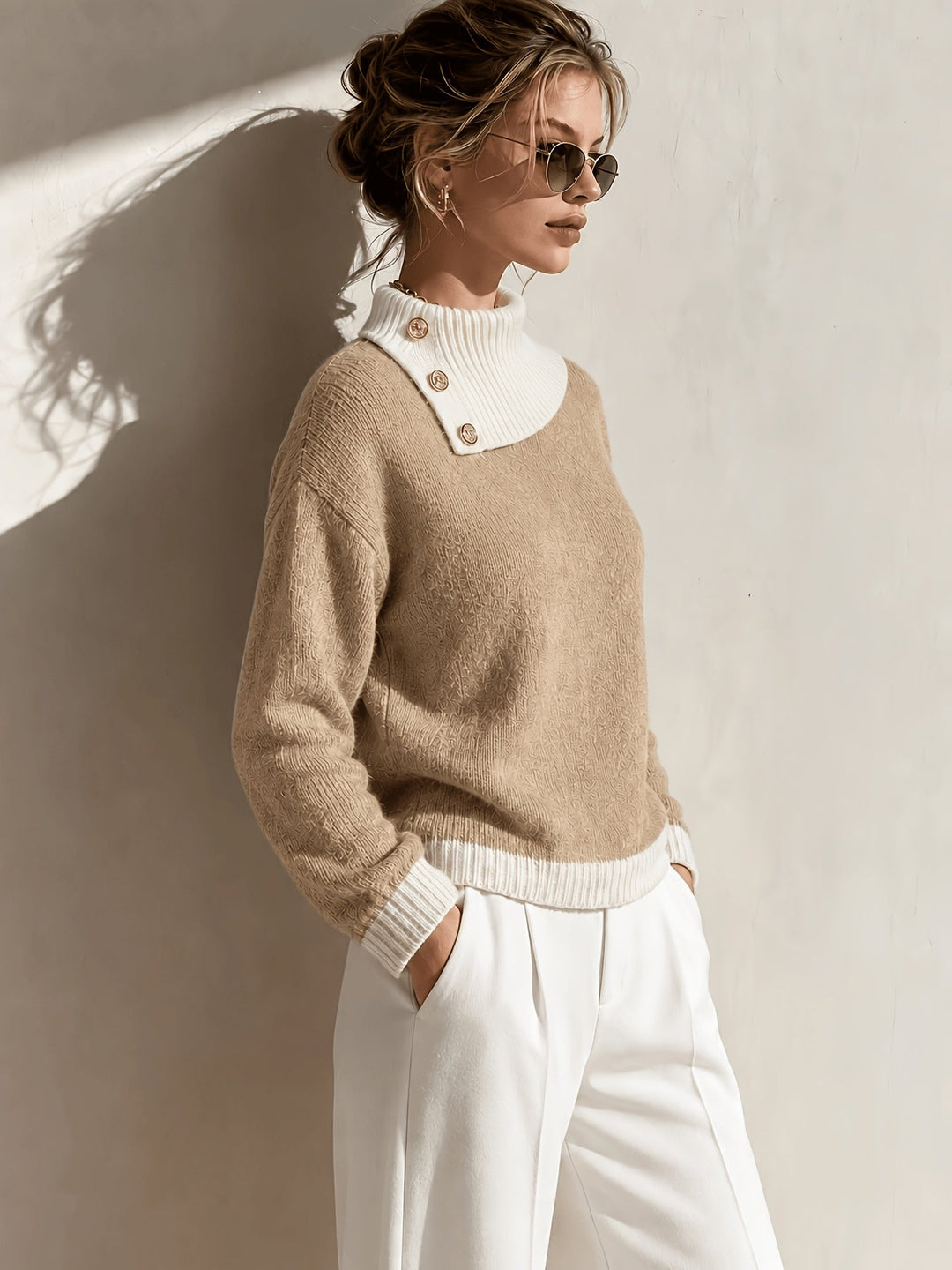 Calira – Pull en tricot à col asymétrique