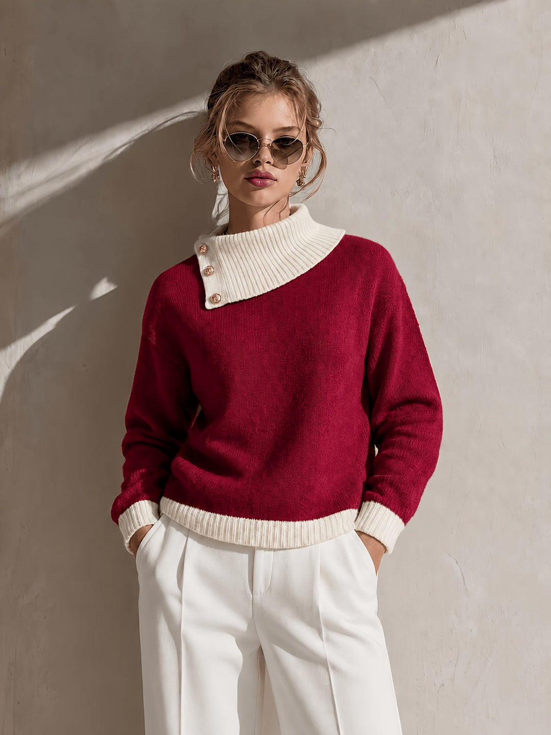 Calira – Pull en tricot à col asymétrique