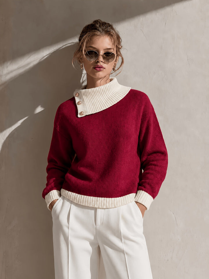 Calira – Pull en tricot à col asymétrique