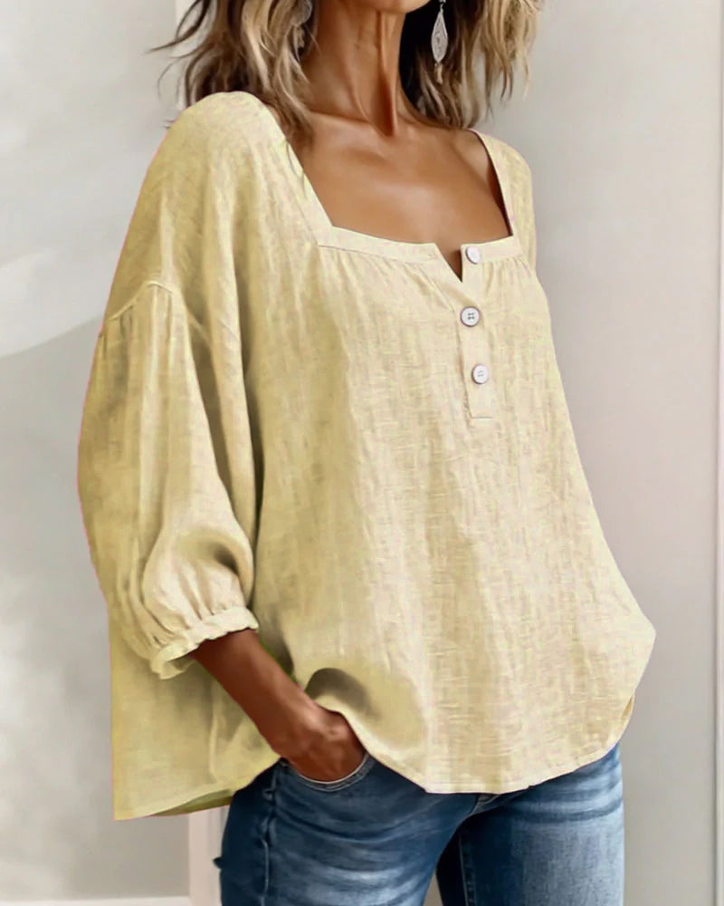 Sivara – décolleté carré en mélange coton-lin, blouse